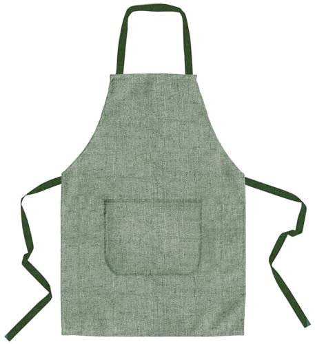 lepni.me Premium Kochschürzen | Kochen Backen Grillen für Haus und Restaurant | Schürzen mit Doppeltasche für Damen und Herren | Küchenschürze (Einstellbar Organic Green Leer)