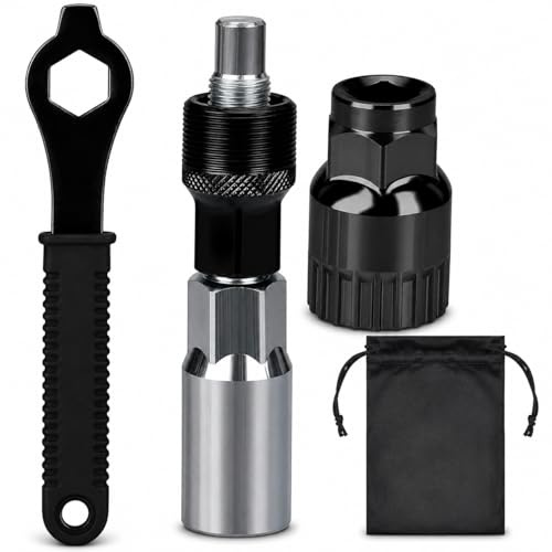 Bike Crank Puller Crank Removal Tool with 16mm Spanner Bottom Bracket Tool | Universal Compatibility Bottom Bracket Removal Tool with Storage Bag for Bicycle Repair & Mountain Bike Maintenance