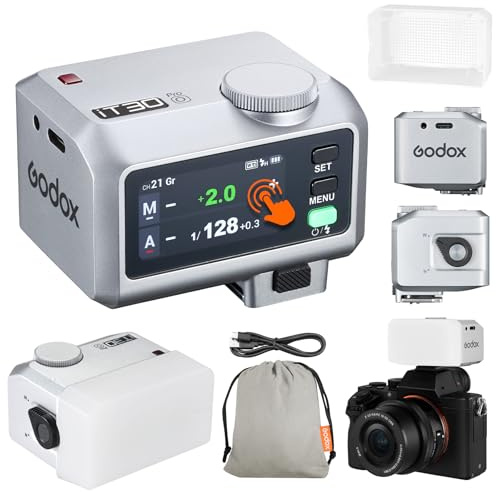 Godox iT30Pro-O iT30Pro O Mini Flash de l'appareil Photo Camera Flash avec Diffuseur Blanc 560 Flashs à Pleine Puissance 2.4G Wireless Master & Receiver TTL 1/8000s pour Olympus Panasonic DSLR(Argent)