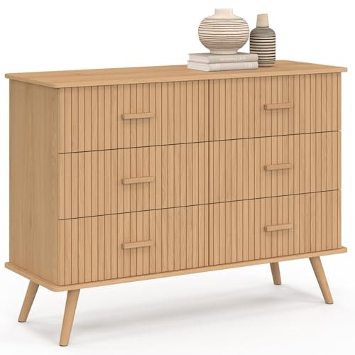 IDMarket - Kommode mit 6 Schubladen, Juliette, 110 cm, Latten, Holz, Farbe Eiche