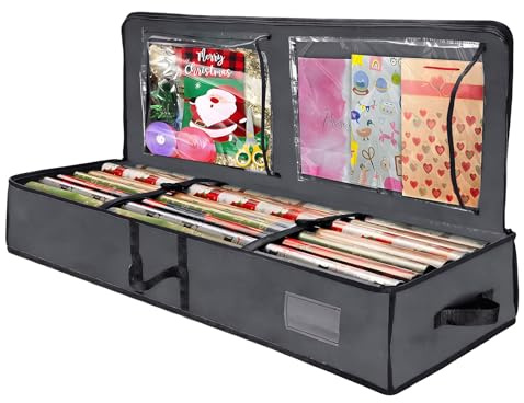 Geschenkpapier Aufbewahrung, Geschenkpapier Organizer, Große Aufbewahrungstasche aus 600D Oxford-Stoff, Wasserdichtes Aufbewahrung Geschenkpapierrollen für Geschenkbänder Karten Dekorationen Zubehö