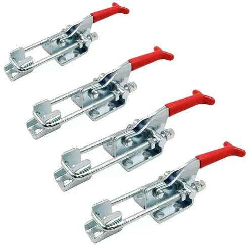 4 tenditori per leva al ginocchio, in metallo, con chiusura a scatto grande, 35 mm, regolabili, chiusura a scatto, chiusura rapida, per armadi, porte, casse