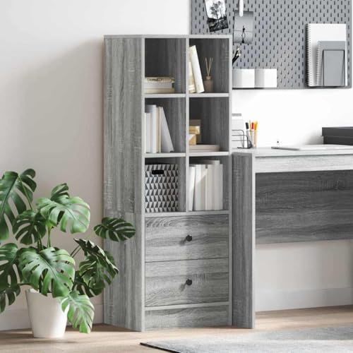 HETFTJN Sideboard Grau Sonoma 45,5x34x127 cm aus Holzwerkstoff Modernes Highboard mit viel Stauraum auch als Buffetschrank oder Küchenunterschrank für Esszimmer Flur Büro