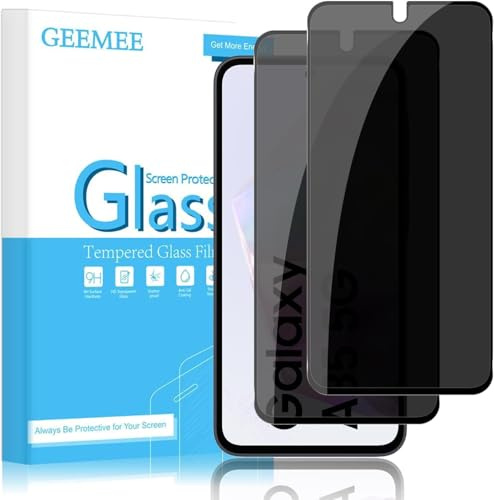GEEMEE 2 Pièces pour Samsung Galaxy A35 5G Anti-Espion Verre Trempé, 9H Ultra Privacy Protecteur D'écran Vie Privée Film De Anti-Espion Protection écran