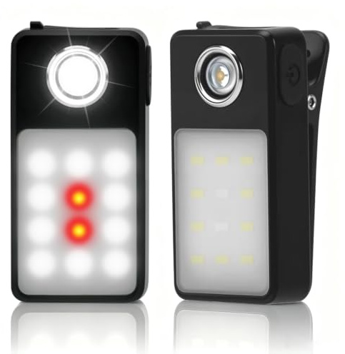 Wigearss 2 Stück LED Lauflicht Clip 22g, Lauflampe No-Bounce Dreischicht-Clip 2,5cm, 3 Lichtmodi Stufenlose Dimmung IPX7 Wasserdicht, 9h USB-C, Laufen Joggen Wandern
