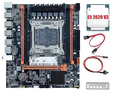 Hipzeepo Placa Base de Escritorio X99H + CPU E5 2620 V3 B85 Lga2011-3, 4 Ranuras de RAM DDR4 REG ECC, M.2 PCIE SATA3.0, Placa Base para Juegos X99