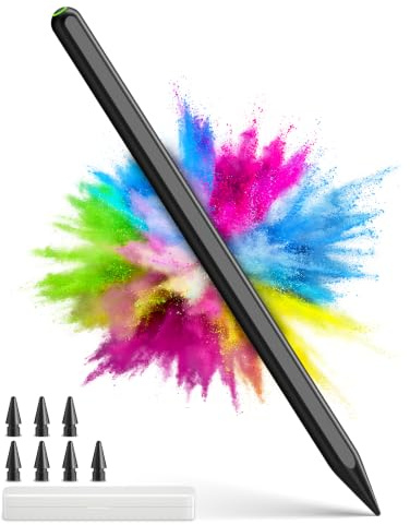 Demlaies Stylus Pen for iPad Black, Wireless Charging 3-Mode Sensitivity | Magnetic Adsorption, Palm Rejection, Tilt Control, 8 Replacements, Compatible with iPad 10/9/8/7/6 Gen, Pro 11/12.9/13, Air