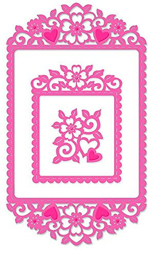 Sweet Dixie SDD218 Heart & Flowers Frame Die, Metal, Grey, 29.5 x 15.8 x 0.8 cm