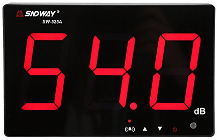 Schallpegelmesser, 30~130 dB, 9,6-Zoll-LCD-Display, wandhängender Dezibel-Geräuschmessgerät mit Alarm (SW-525A)