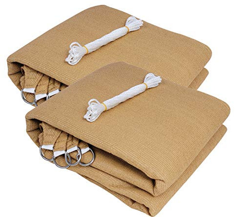 EUGAD 2X Sonnensegel Rechteck 2x4m Sonnenschutz UV Schutz für Garten Balkon Terrasse Sonnendach HDPE atmungsaktiv Sand