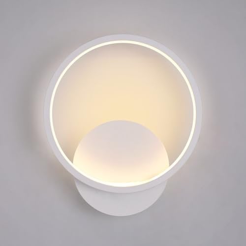 Riserva Wandleuchten LED Innen Modern,12W Wandlampe Runde Wandbeleuchtung 3000K Warmweiß für Schlafzimmer, Wohnzimmer, Flur, Treppenhaus, Weiß