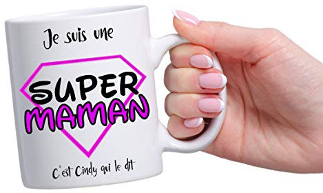 Mug personnalisé papa ou maman - Cadeau original - Déclaration d'amour - Tasse magique (Super maman personnalisable)