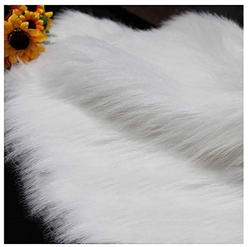 Tissu épais de 150 x 50 cm - Poils longs de 60 mm - En fausse fourrure - Pour le rembourrage - Pour le bricolage - Pour costumes, déguisements, oreilles, fursuit - Couleur : blanc
