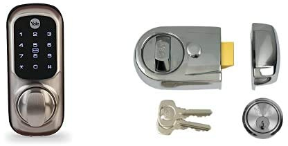 Yale Smart Living YD-01-CON-NOMOD-SN Keyless Connected Ready Smart Door Lock, Touch Keypad & P-Y3-CH-CH-60 Contemporary Nightlatch, Standard Security, Chrome Finish, 60 mm Backset
