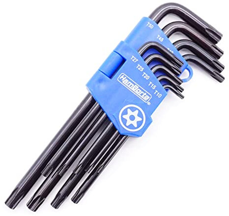HemBorta® Juego de Llaves Torx con 9 Piezas Seguridad Llaves Torx T10-T50 Estrella Llaves, Larga Torx Llaves Allen con Agujeros en Ambos Extremos T10, T15, T20, T25, T27, T30, T40, T45 y T50