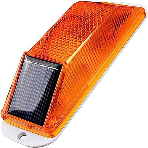Aolyty Solar Strobe Warning Light Sensitive LED Warning Lamp Super Bright IP54 Waterproof Wireless Light Control Flashing Beacon Barricade Construction Safety Road Signs Flash Traffic Lights (Yellow)