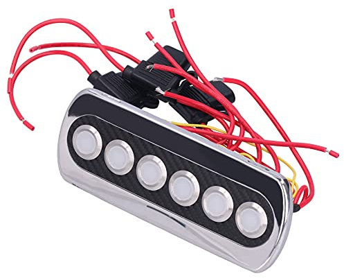 Interruttore a pulsante, pannello interruttore a levetta LED blu rosso 12V 20A in acciaio inossidabile per auto per yacht per camper