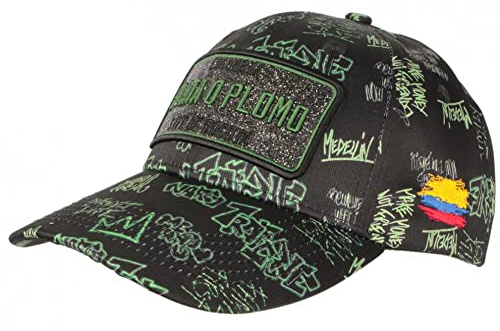 Kappe Plata o Plomo Schwarz und Grün Strass Streetwear Colombia Baseball – Unisex, Schwarz , Einheitsgröße