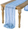Uiyihif Seihtuch-Tischläufer, lang, rustikaler Gaze-Tischläufer, romantisch, halbdurchsichtiger Stoff, Tischdecke für Boho-Hochzeit, Laubendekoration, Geburtstagsfeier, 90 x 400 cm, Blau