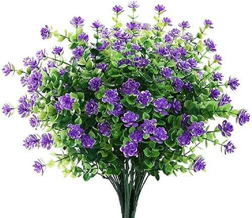 OPENBEAUTY Lot de 6 fleurs artificielles résistantes aux UV – 34 cm – Plantes artificielles réalistes pour jardin, mariage, décoration d'intérieur, arbustes de verdure réalistes
