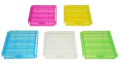Armerah 14500 AA/AAA Battery Protective Case Cover Storage Quad Opaque Plastic 3 Pack Assorted Colours