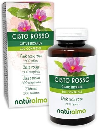 Zistrose (Cistus incanus) Kraut Naturalma - 150 g - 300 Tabletten - Nahrungsergänzungsmittel - Natürlich und Vegan