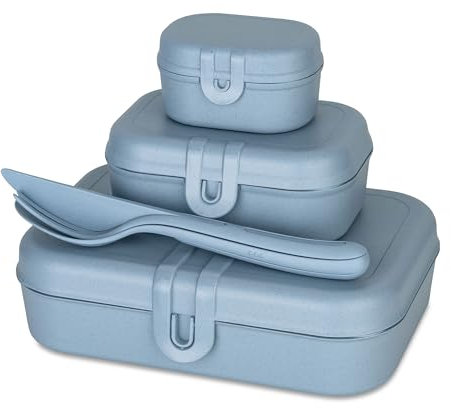 Koziol Pascal Ready Lunchbox-Set + Besteck Nature Flower Blue 7168716