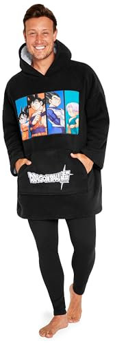 Dragon Ball Übergroße Herren Hoodie Decke mit Ärmeln - Sherpa Fleeced Oversized Kapuzenpullover Fleece Tragbare Decken für Herren