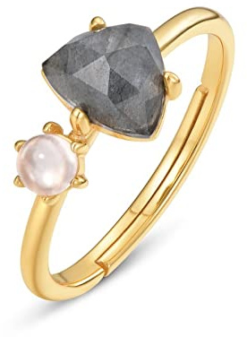 Gioielli Vintage Da Donna Con Anello Aperto Regolabile In Argento Sterling 925 Con Labradorite Di Quarzo Rosa Naturale