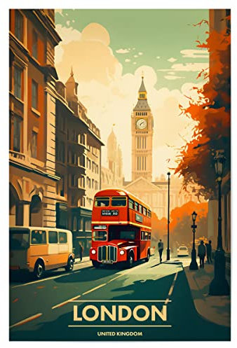 artboxONE Poster 30x20 cm Städte/London Retro-London-Reise-Kunst - Bild Vintages reiseplakat