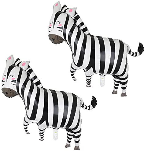2Pcs Big Zebra Balloons Cartoon Zebra Shaped Foil Animal Balloons Woodland Jungle Safari Theme Birthday Party Decorations