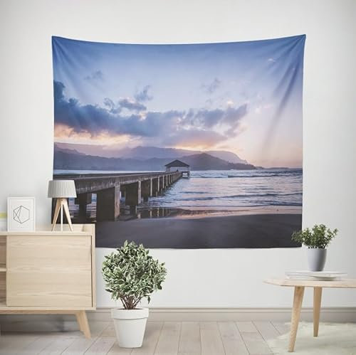 Tapisserie Unie Pas Cher Décoration Murale Chambre la Mer Tapisserie Murales Papier Peint 3D Chambre Tenture Colorée Décoration Murale pour Le Salon et la Chambre 150x130cm