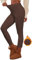 Famulily Hochtaillierte Strickleggings für Frauen Weiches Elastisches Undurchsichtiges Geripptes Warmes Höschen Kaffee M/L