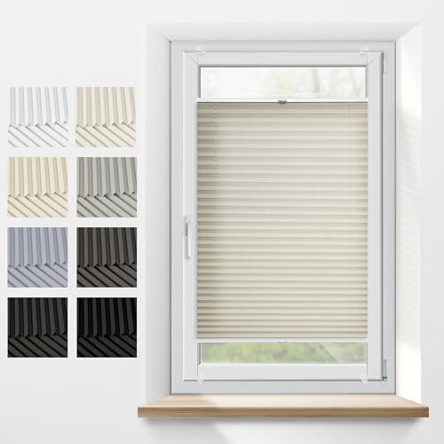 Tuki Systems® Veneziane da Interno – Tende Plissettate su Misura Senza Fori per Finestre e Porte, 23 Colori, Tende per Finestre, Tendine Finestra a Vetro - Larghezza 30-129 cm, Altezza 50-149 cm