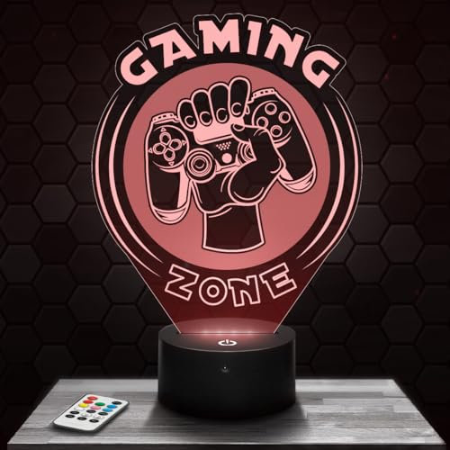 Lampada Gaming Zone decorazione per camera da ragazzo Lampada 3D Gaming Zone oggetto Gaming Gamer Video giochi idea regalo decorazione Idea regalo originale di Natale per adolescenti