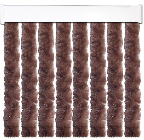P T PERTONI TENDE Chenille-Vorhang für Wohnwagen (Länge 205 x 56 cm Breite, Braun)