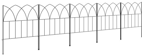 Outsunny Lot de 5 panneaux de clôture de jardin décoratives en métal, bordure de jardin, pour parterre de fleurs - dim. 205 x 45,5 cm, noir