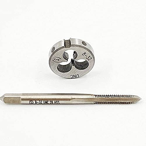 Hunricho Ensemble de tarauds et filières 8-32 UNC pour tarauds et filières à filetage rond pour droitier (8-32 UNC)