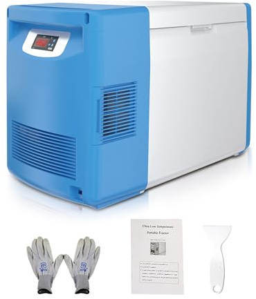 Bonxrdun Réfrigérateur de Laboratoire -86 ℃ Portable Congélateur Ultra-basse Température, Congélateur Armoire pour le Stockage D'échantillons de Laboratoire, Frigo Congelateur MéDical 20 L, Bleu