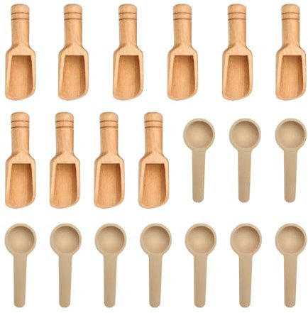 20 mini cucchiai in legno, set di cucchiai, accessori da cucina, cucchiai in legno multifunzionali, accessori da cucina, adatti per sale, tè, detersivo in polvere, zucchero, spezie, ecc.