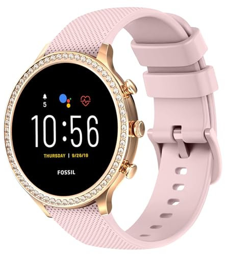 Tobfit 18mm Quick Released Watch Band Compatible with Fossil Women's Gen 6 42mm / Gen 5E 42mm, Silicone Wrist Straps Women's Replacement Bands Compatible for Fossil Smartwatch, Pink