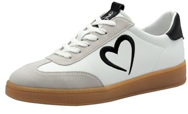 MARCO TOZZI by Guido Maria Kretschmer Damen Sneaker flach mit Schnürsenkeln Freizeit, Weiß (White/Black), 42 EU