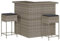 vidaXL Gartenbar Set 3-TLG., Gartenmöbel mit Kissen, Bartisch Stehtisch Barhocker Barstuhl, Theke Bar Tresen Gartentheke Sitzgruppe, Grau Poly Rattan