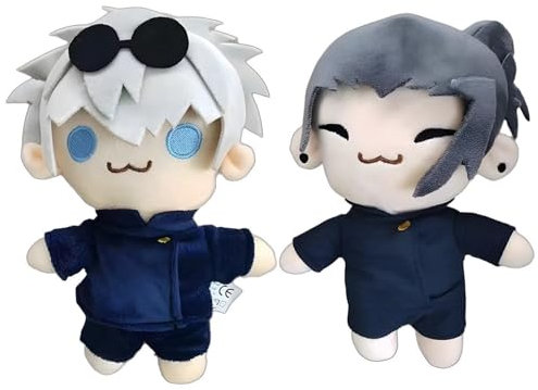 TOPLITHE Anime Geto Suguru Plüsch, 22cm Satoru Gojo Charaktere Puppen Zeichentrickfigur Plüschtier for Fans Anime Liebhaber Geschenke(2PCS)