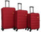 SIGN Stoffkoffer Reisekoffer Trolley (Handgepäck-Mittel-Groß-Set) + 5cm Dehnungsfuge (Weinrot, 3er Set)