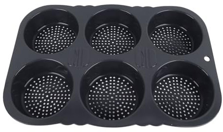 Molde para pan de hamburguesa de 6 cavidades, molde redondo de silicona para pan de hamburguesa, bandeja para hornear pan de hamburguesa casera para cocina