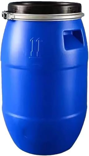 JIESOO Wasserspeicher Lebensmittelechtem Kunststoff Blaues Oben Offenes Lagerfass Mit Deckel Und Verschlussring for Transport/Versand(60L)