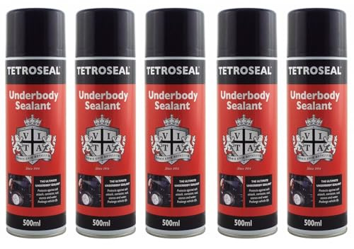 Tetroseal 5 X Aerosol Underbody Sealant Car Underseal Spray 500ml Seal Protection Spray Simple black finish with a long lasting protective coating