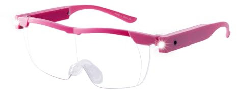 OKH 1,6-fache rosa Lupe mit Licht, wiederaufladbare LED-beleuchtete Vergrößerung, Anti-Blaulicht, helle Sicht, freihändige Lupe für Naharbeit, Handwerk, Juwelier, Lesen, Hobby