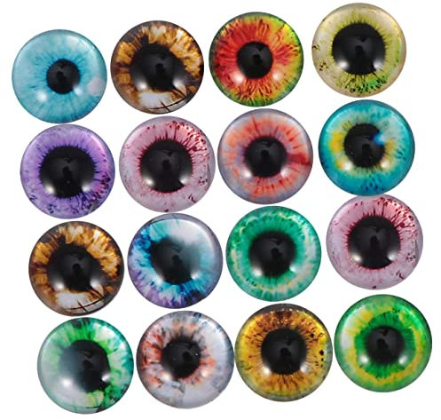 Tofficu 50pcs Eye Glass Patch Glass Patches Hemisphere Eye Pattern DIY Jewelry Accessories Cabochon Mixed Pattern for Crafts